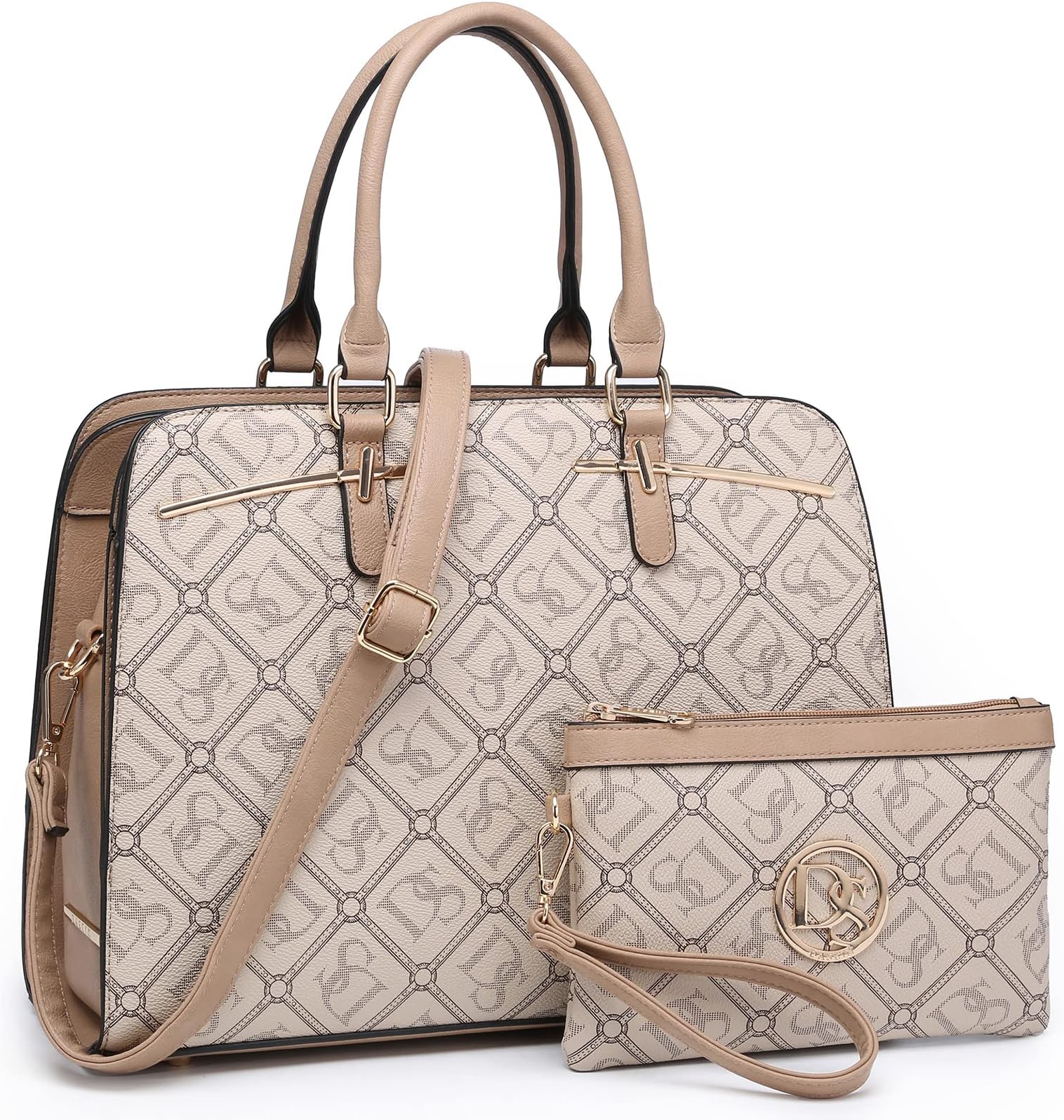 DaseinWomen Handbag Wallet Tote Bag Shoulder Bag Hobo Bag Top Handle Satchel Purse Set 2pcs w/ 3 Compartments