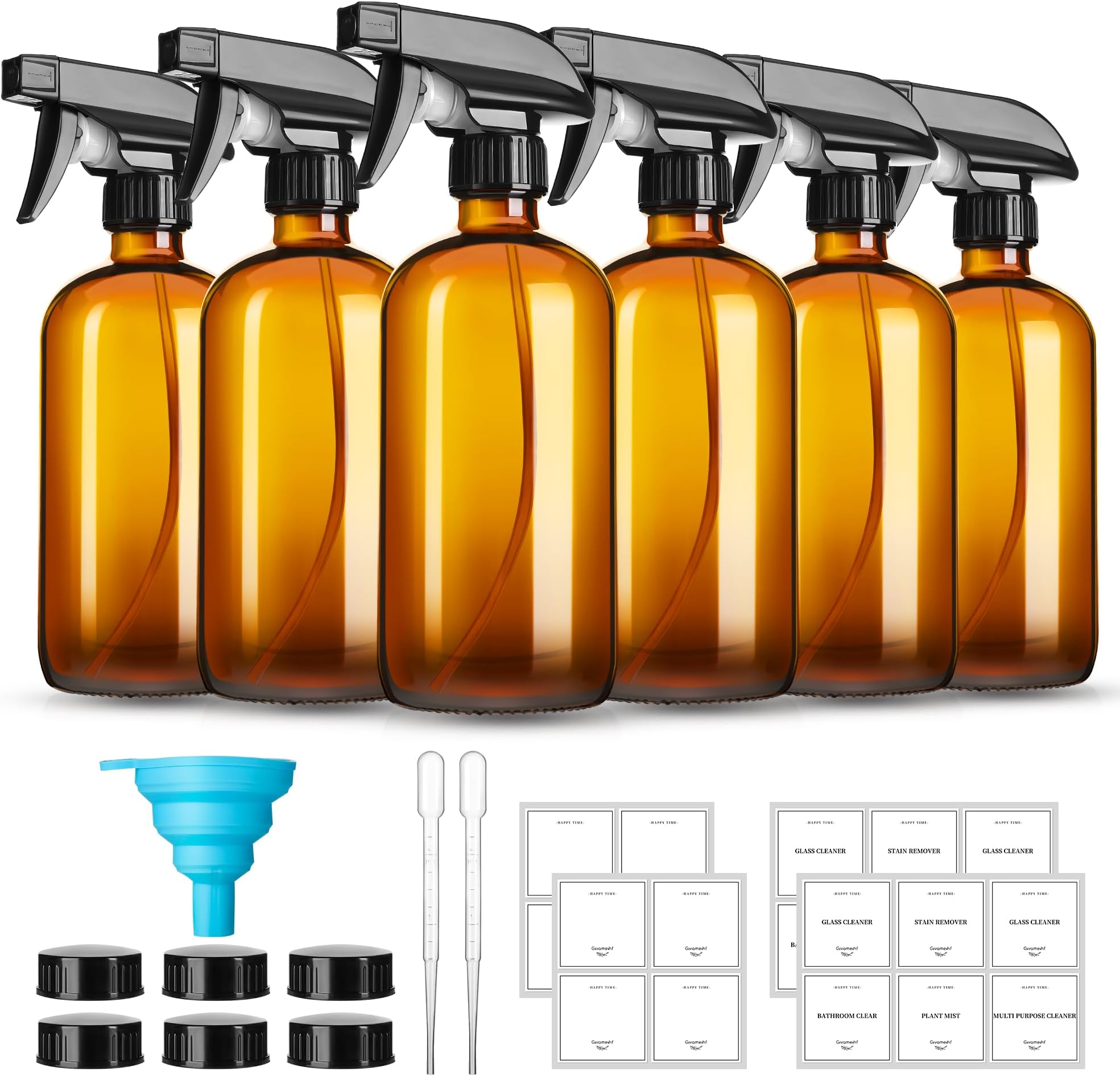Vivaplex, 3 Large 16 oz Empty Assorted Colours Glass Spray