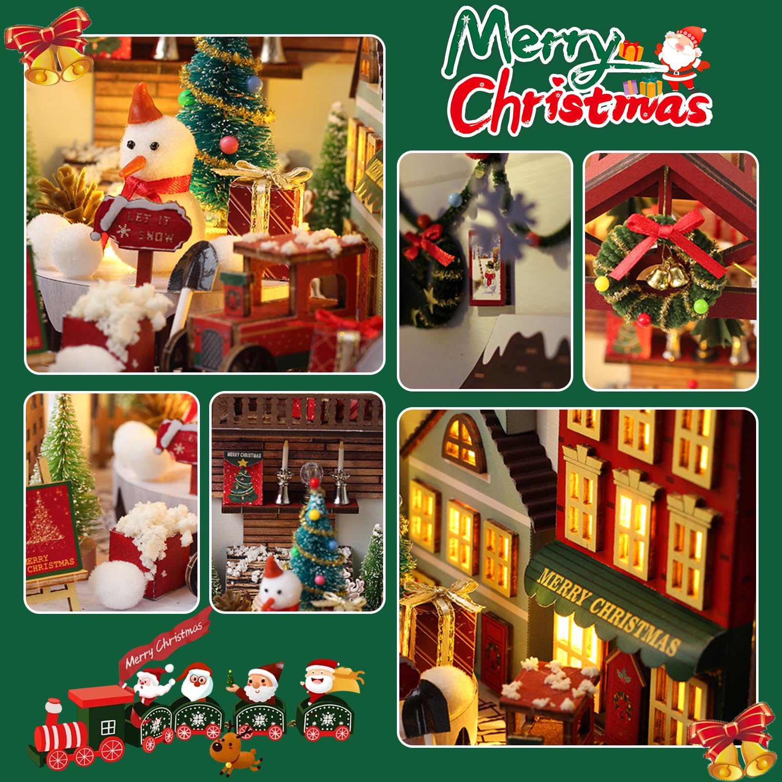 Book Nook Kit Voor Kerstmis - Doe-het-zelf Miniatuur Huis Met LED Lampjes