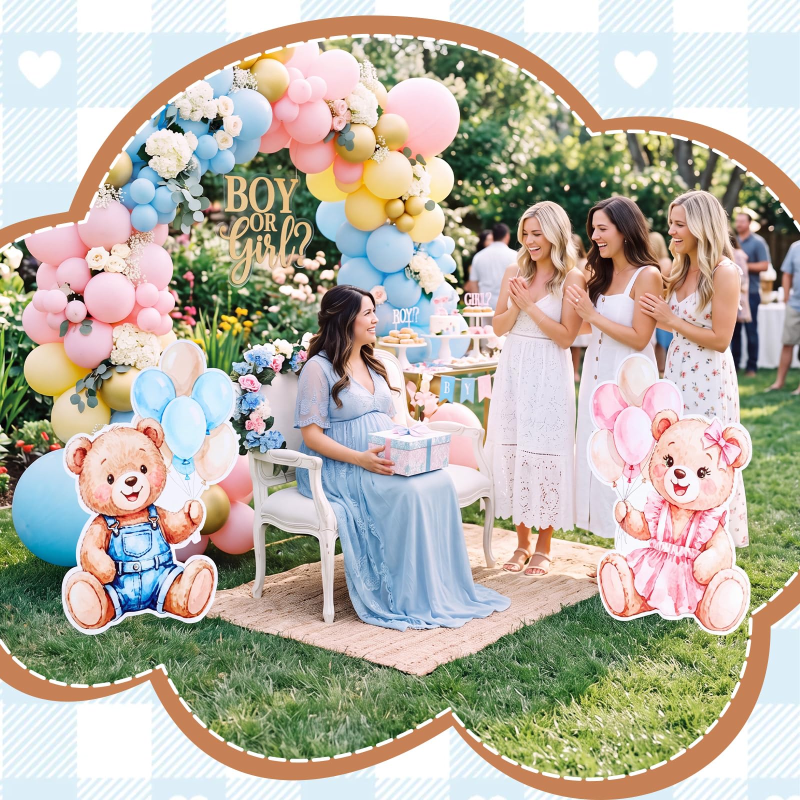 Wesiti 2 piezas grandes de cartón para revelar el género, oso rosa y azul, decoración de fiesta de baby shower, accesorio para cabina de fotos para baby shower, cumpleaños, interiores y exteriores