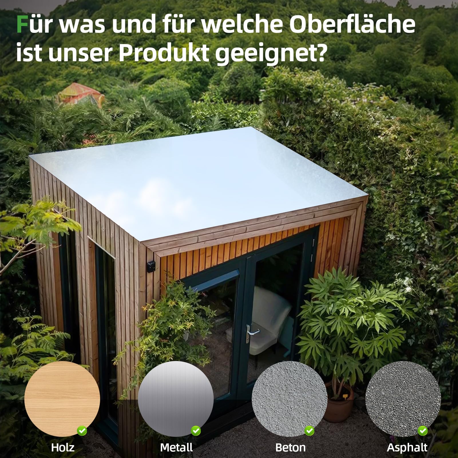 Dachpappe selbstklebend 5x1m Alu-Beschichtung UV-beständig für Gartenhaus Garage