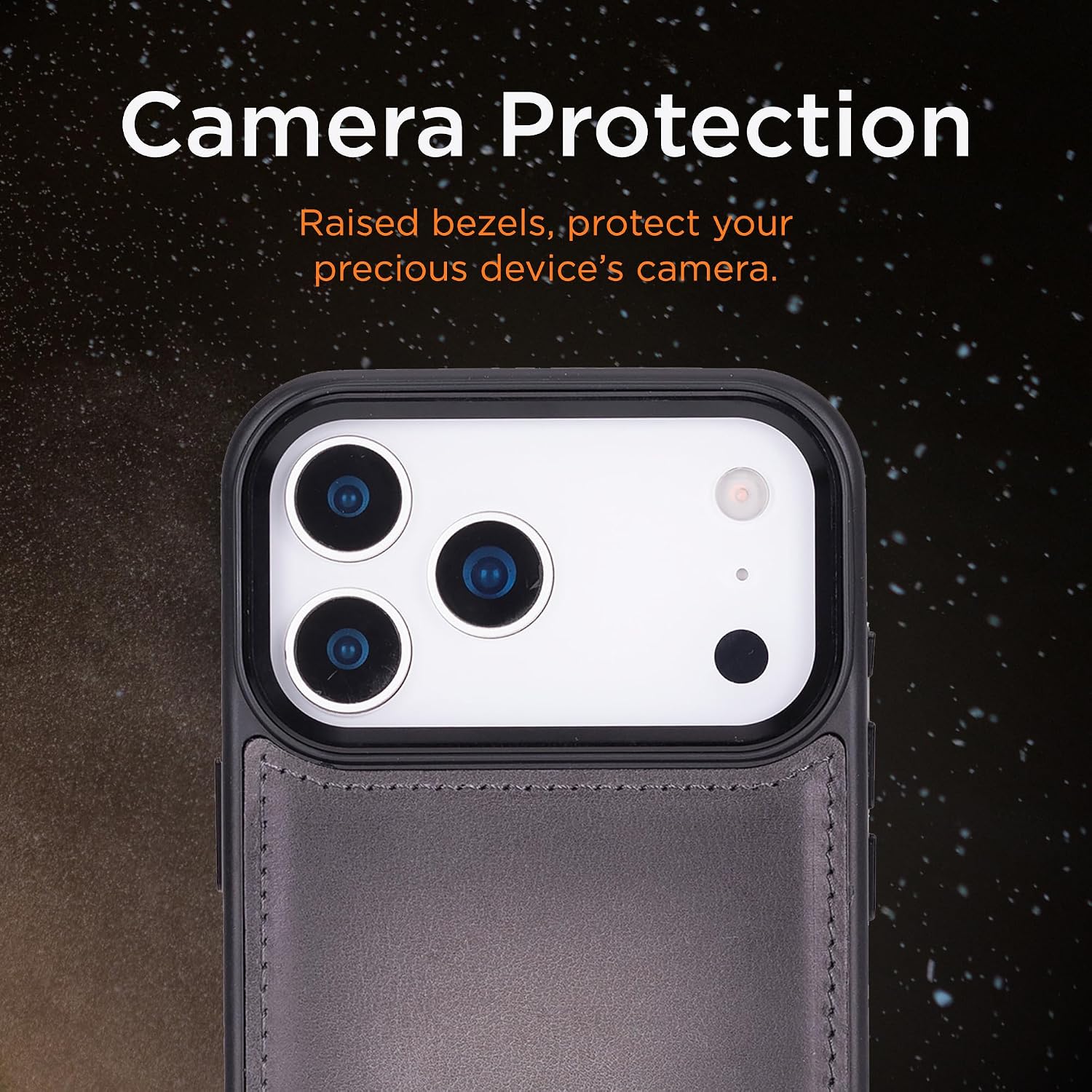 Bayelon Wallet Case for iPhone 17 Pro, Trifold Leather Wallet, Detachable Magnetic Flip Folio Cover, Card Holder for Men and Women, MagSafe Compatible, RFID - Smoked Black