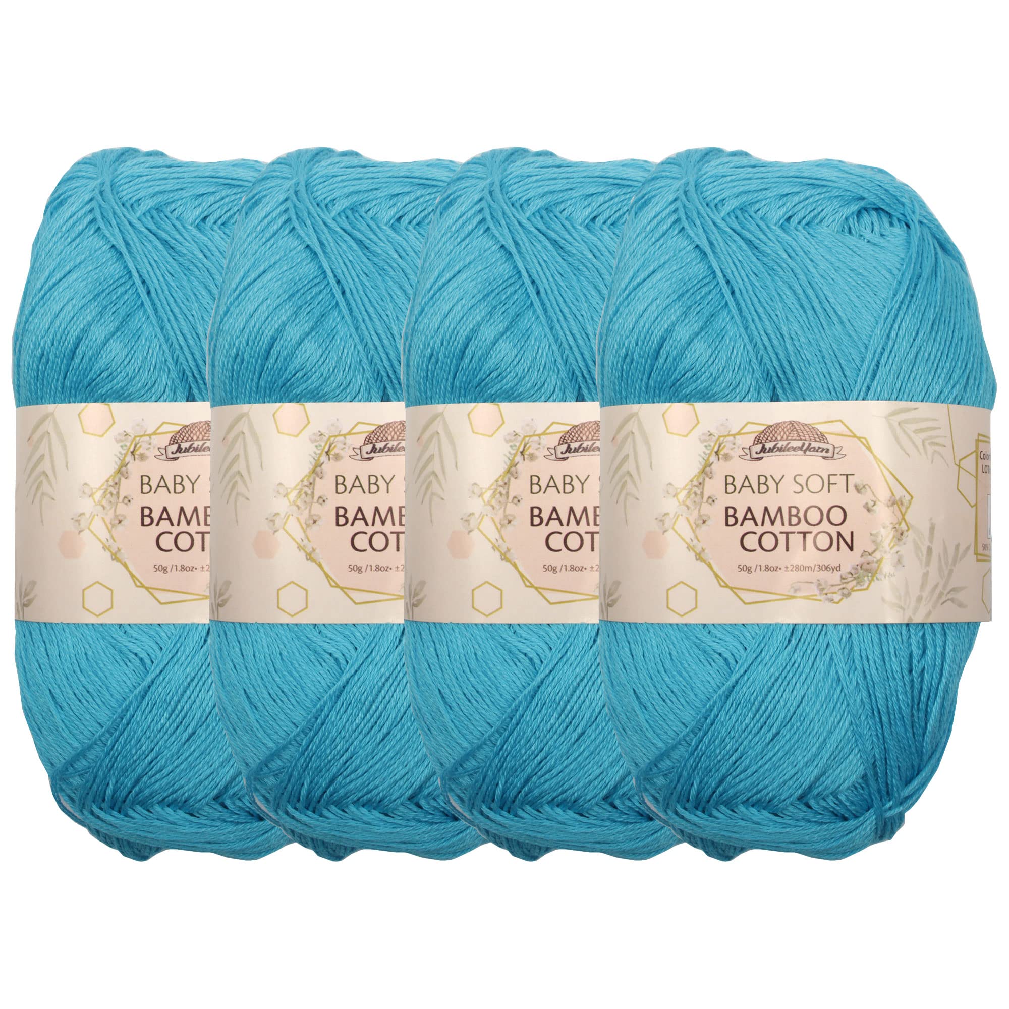 JubileeYarn Baby Soft Bamboo Cotton Yarn - 50g/Skein - Clear Waters - 4 Skeins, 409 Clear Waters