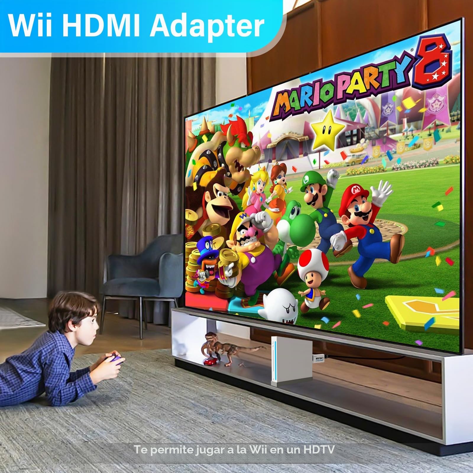 PORTHOLIC 4 en 1 Wii - Juego de Cables de Repuesto Wii AC + convertidor Wii a HDMI + Barra de Sensor de Movimiento con Cable y Cable de Audio y Video Compuesto para Nintendo