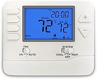 ELECTECK 5-1-1 Programmable Thermostat, 1 Heat/1 Cool Single Stage, Large Backlit LCD, Gas/Electric Compatible - White