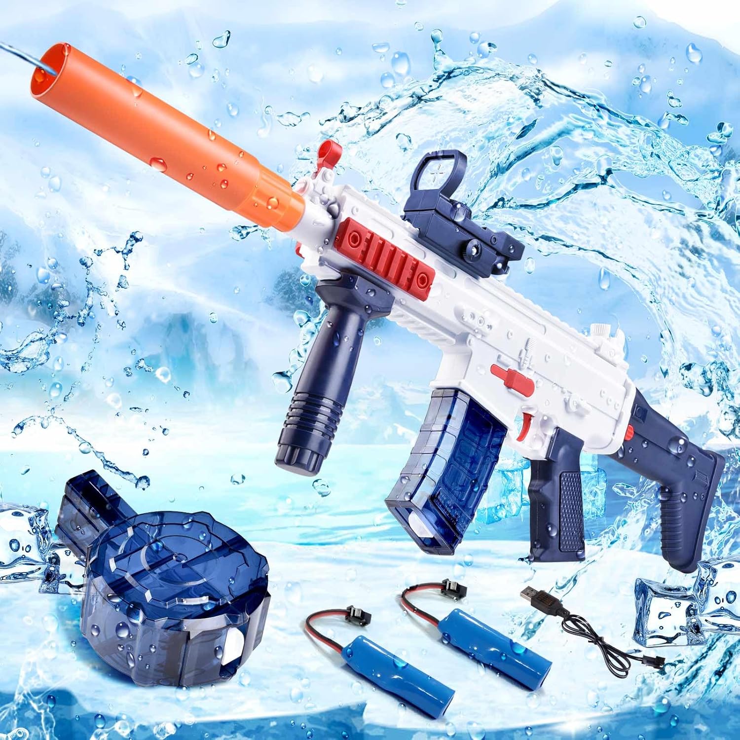 FiGoal - Pistola De Agua Grande Con 4 Boquillas De Alta Capacidad Juguete De Verano Para Piscina Fiesta Playa Arena Y Agua