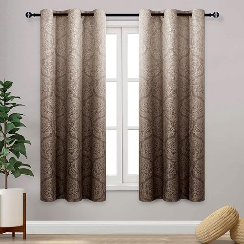 Miniatura 113 de DWCN - Cortinas blackout para dormitorio, diseño de damasco con aislamiento térmico y ojales, para sala de estar, juego de 2 paneles de cortina