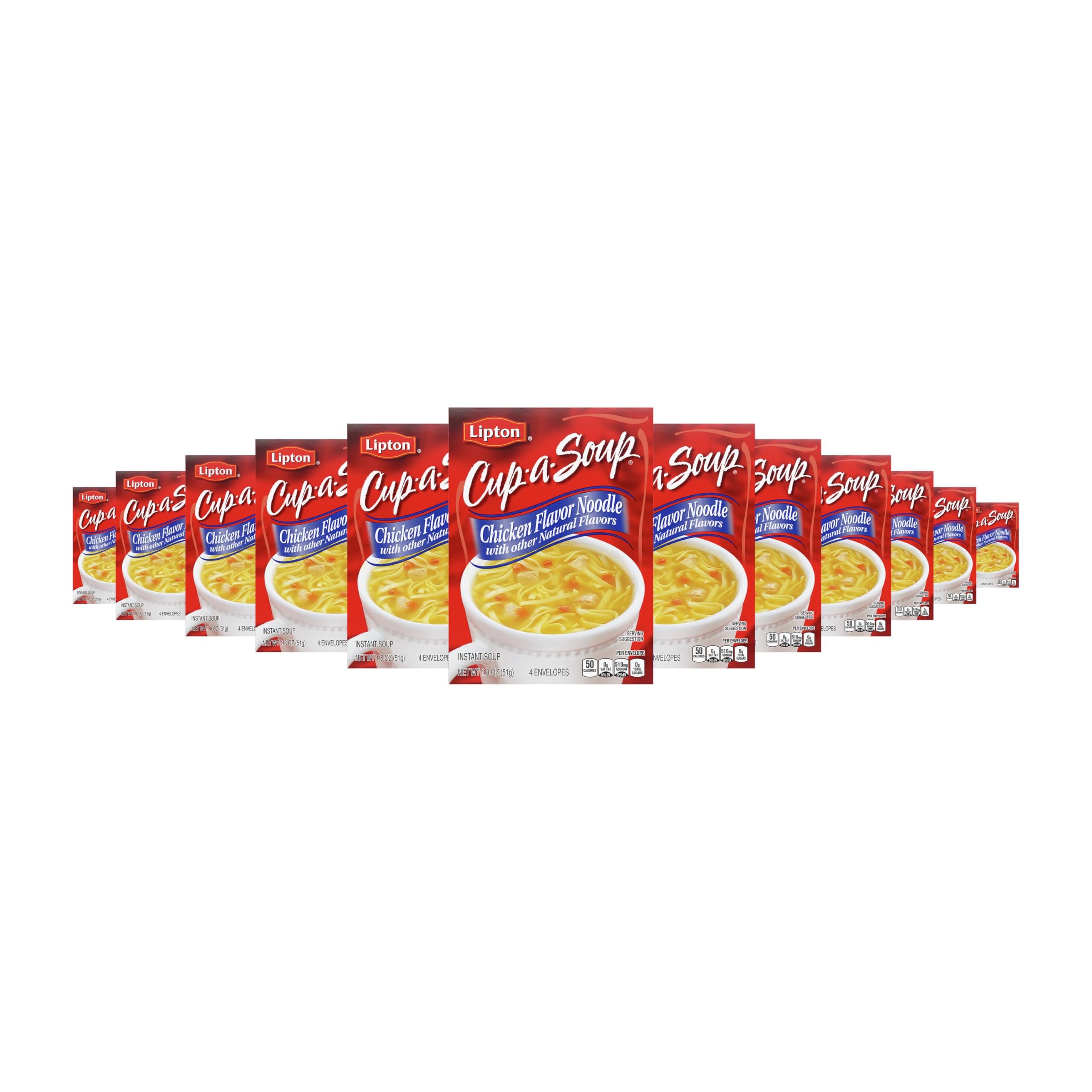 SOUP SECRETS Lipton Cup-a-Soup Instant Soup Mix 12 Count Chicken Flavor Noodle For a Warm Cup of Soup Only 50 Calories Per Serving 1.8 oz
