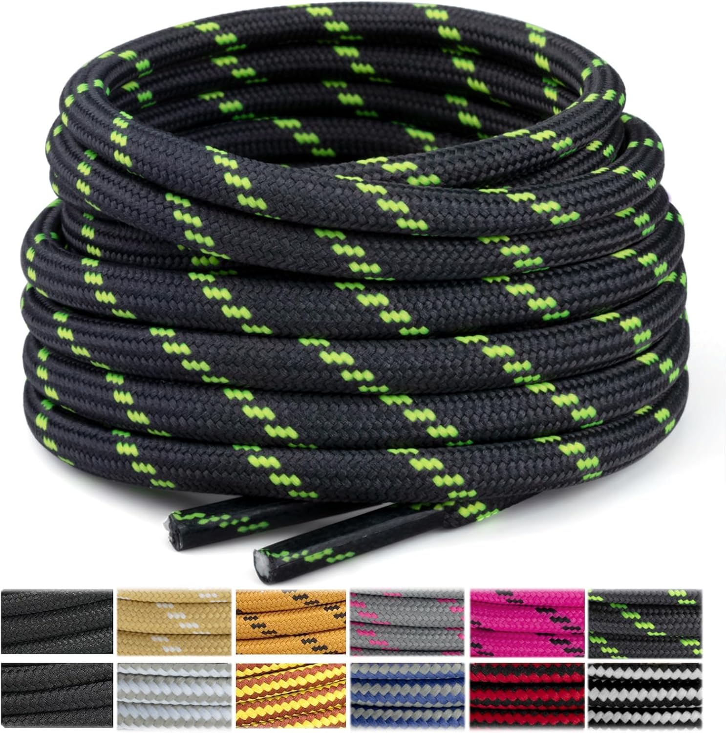 Stepace Rund Schnürsenkel [2 Paar] Reißfest Schuhbänder für Wanderschuhe Arbeitsschuhe Trekkingschuhe, ca. 4,5 mm Durchmesser, 70 cm - 180 cm Länge - Amazon product rated Grade A