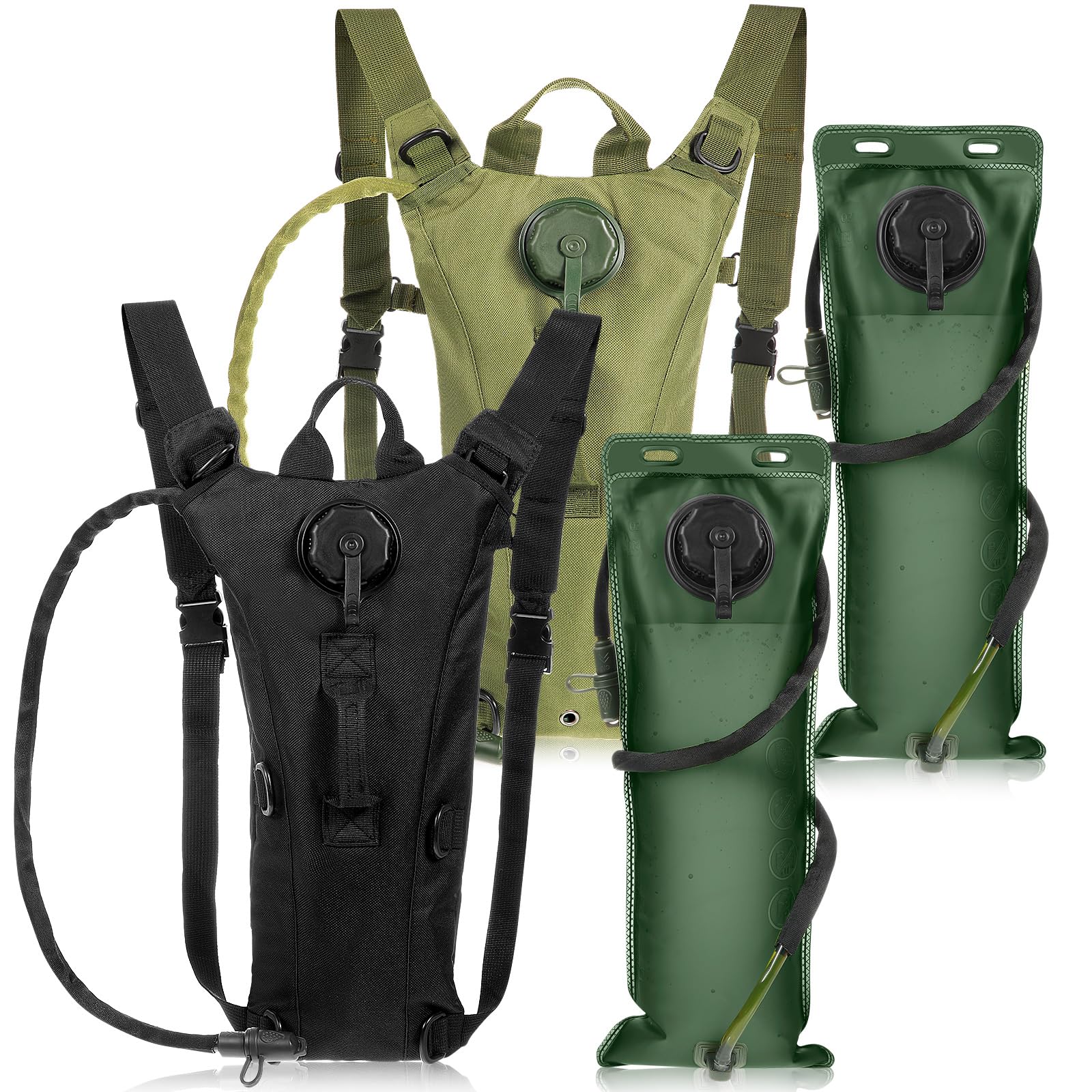 Sanwuta Mochila táctica ligera de hidratación con bolsa de agua de 3 litros, mochila de hidratación de 17.72 x 7.87 pulgadas, mochila de agua, bolsa de hidratación para senderismo, correr (negro,