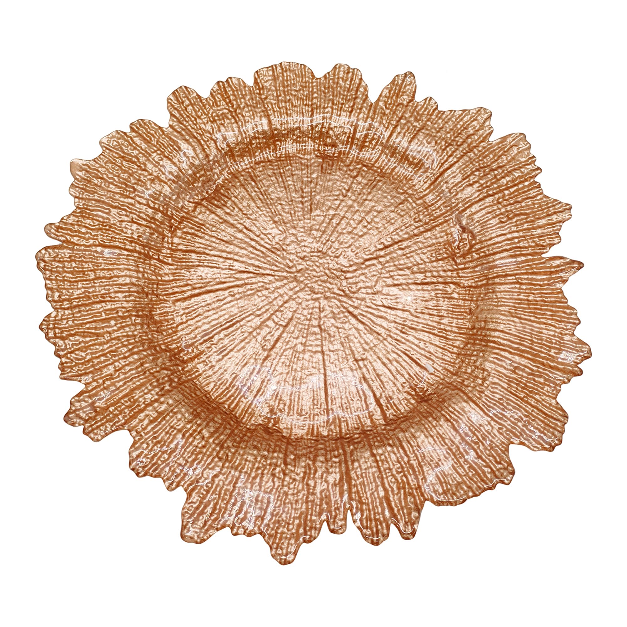 WedDecor 13" Rose Gold Glass Charger Plate with Vintage Design, 1pc โ image 1