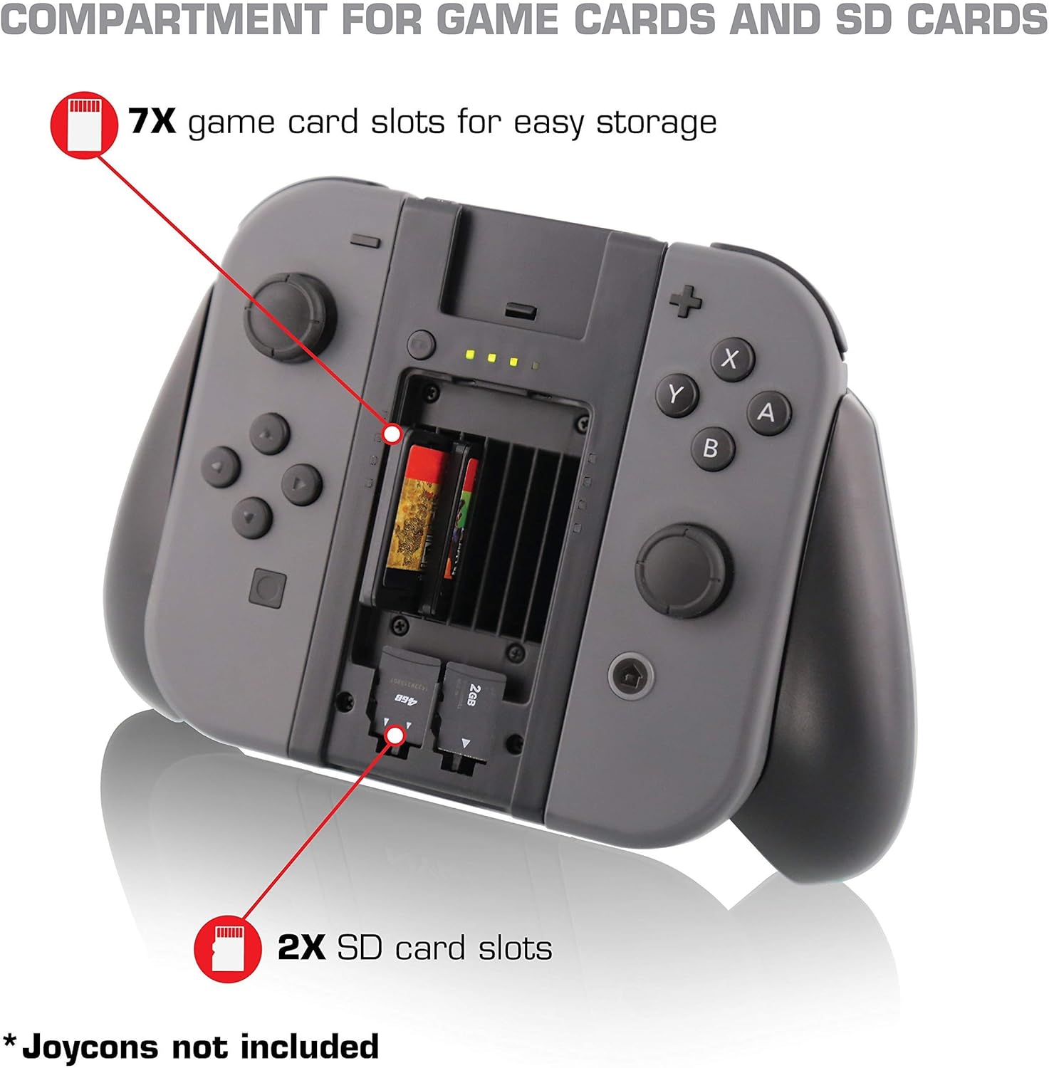 Nyko Clip Grip Power showing storage slots for game cards and Micro-SD cards