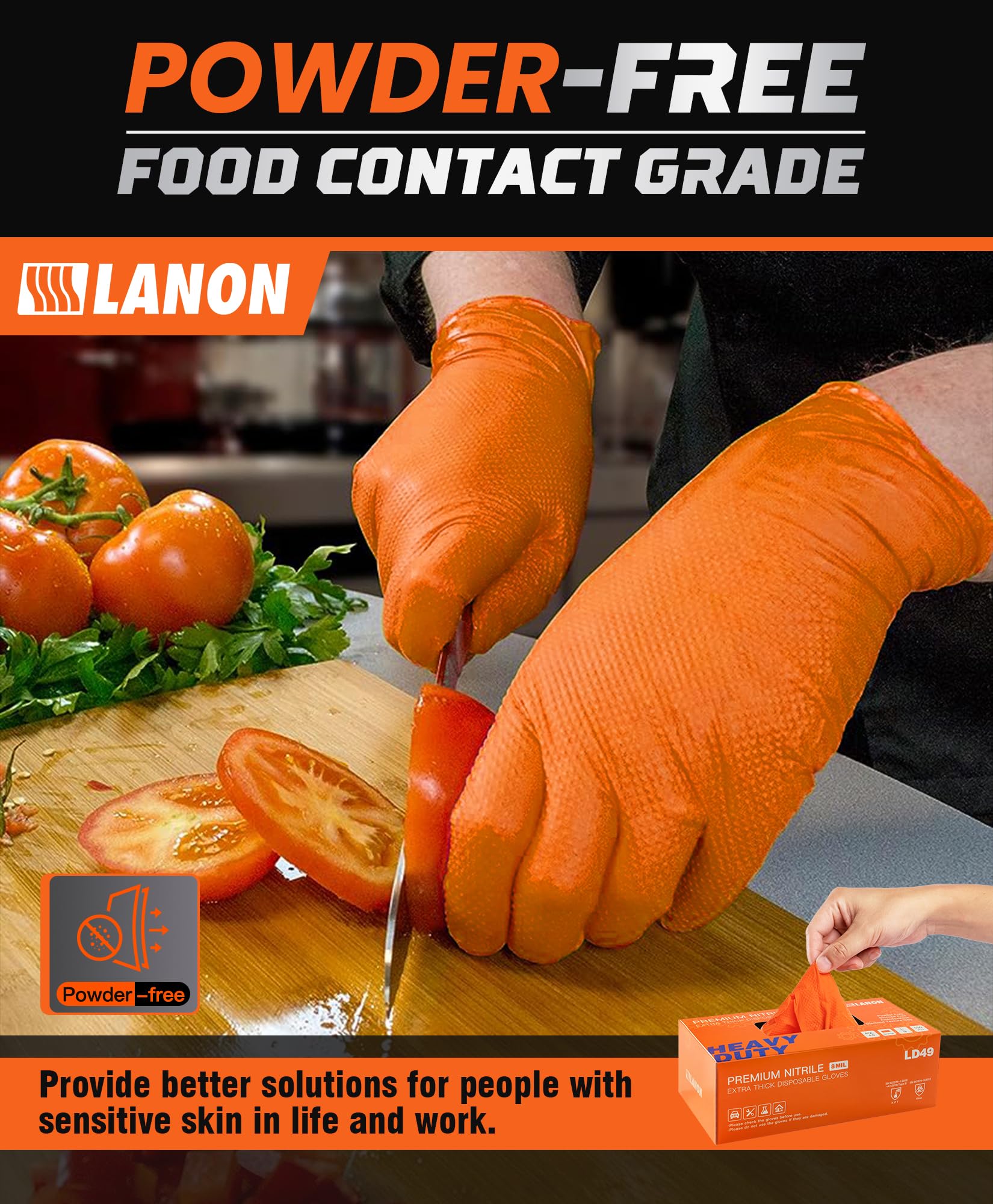 Amazon.com: LANON 8mil Orange Disposable Nitrile Gloves, Mechanic