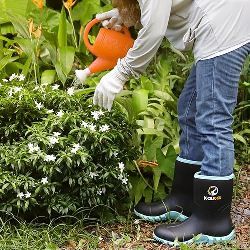 Miniatura 7 de Kalkal Botas de goma para mujer, de neopreno de 0.236 pulgadas, impermeables, aisladas, con vástago de acero, pantorrilla ancha, botas de caza para