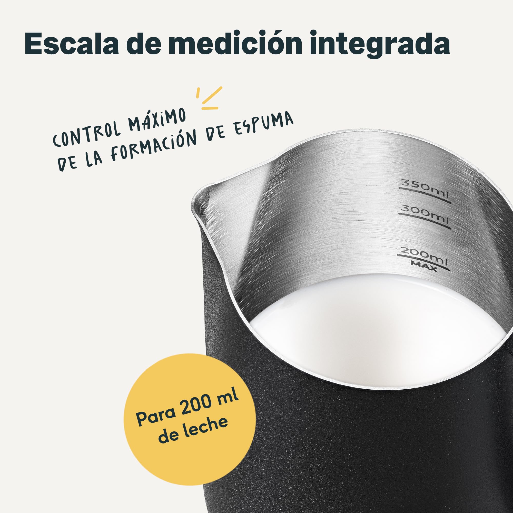 SILBERTHAL Jarra barista para cafetera - Acero inoxidable - Jarra leche 350 ml - Negra