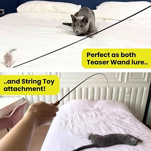 Miniatura 9 de Feather Toys Replacements (3 Pc) - Cat Toys & Kitten Toys for Indoor Kittens, Set of Replacement Feather Attachments Extra Small and Durable, for