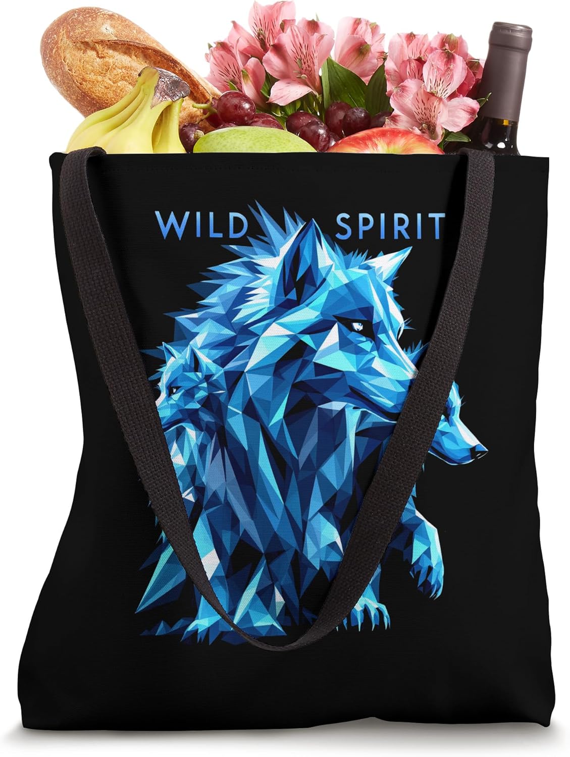 WILD SPIRIT Geometric Wolf Tote Bag