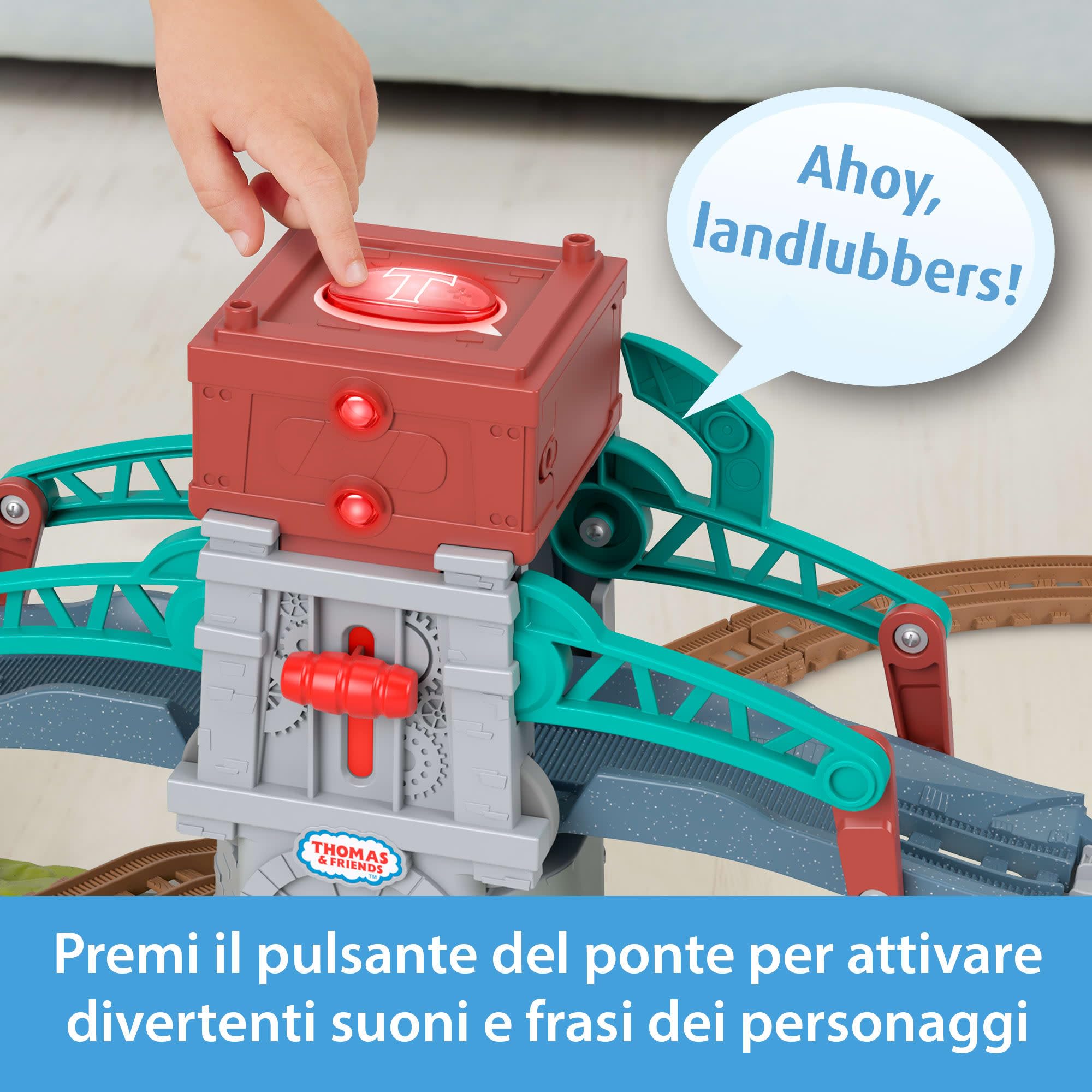 Thomas & Friends - Bulstrode e Ponte direzionabile, playset Pista di 2.4 Metri con Locomotiva Percy Inclusa, Ponte Mobile con Pulsante per attivare i Suonii, 3+ Anni, HYR82