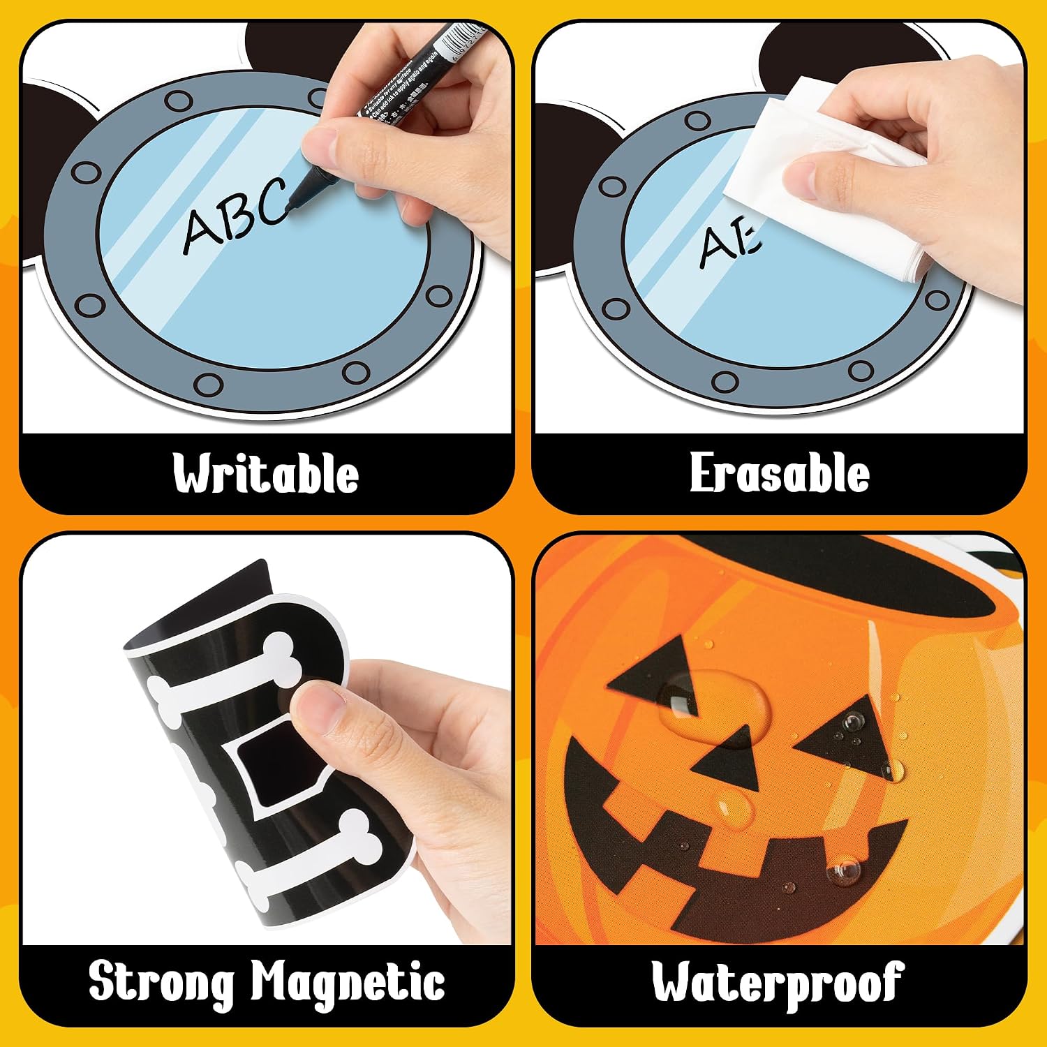 BOpusail 12Pcs Halloween Mouse Cruise Door Magnets Pumpkin Ghost Skeleton Cruises Entrance Decals Decor Refrigerator Garage Outdoor Magnet Waterproof Magnetic Sticker for Holiday Carnival Ships Cabin
