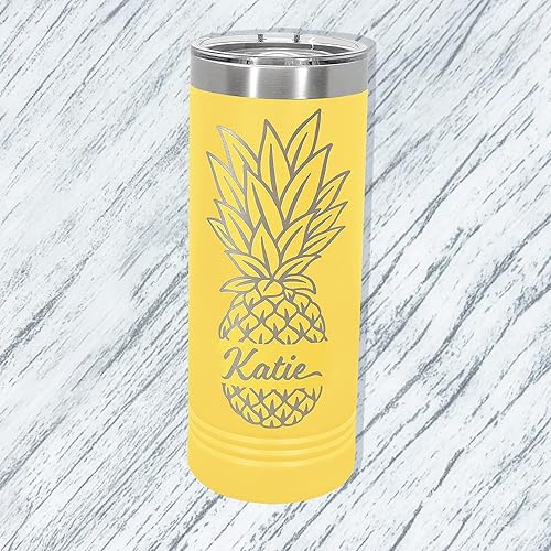 Miniatura 3 de Vaso delgado de piña, grabado personalizado, 22 onzas personalizadas con nombre, elección de color de taza de viaje