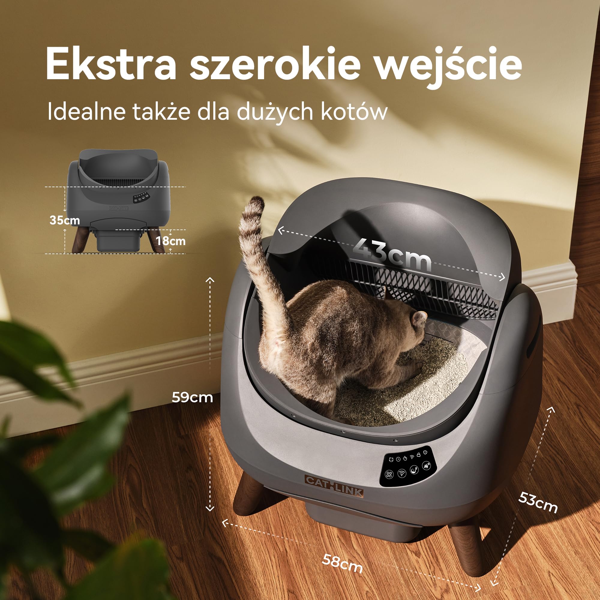 CATLINK Samooczyszczająca Kuweta dla Kota, Automatyczna Kuweta z Otwartym Wierzchem, Łączność 5G Wi-Fi, Duża Pojemność 12L, Idealna dla Gospodarstw Wielokotnych (Biały)
