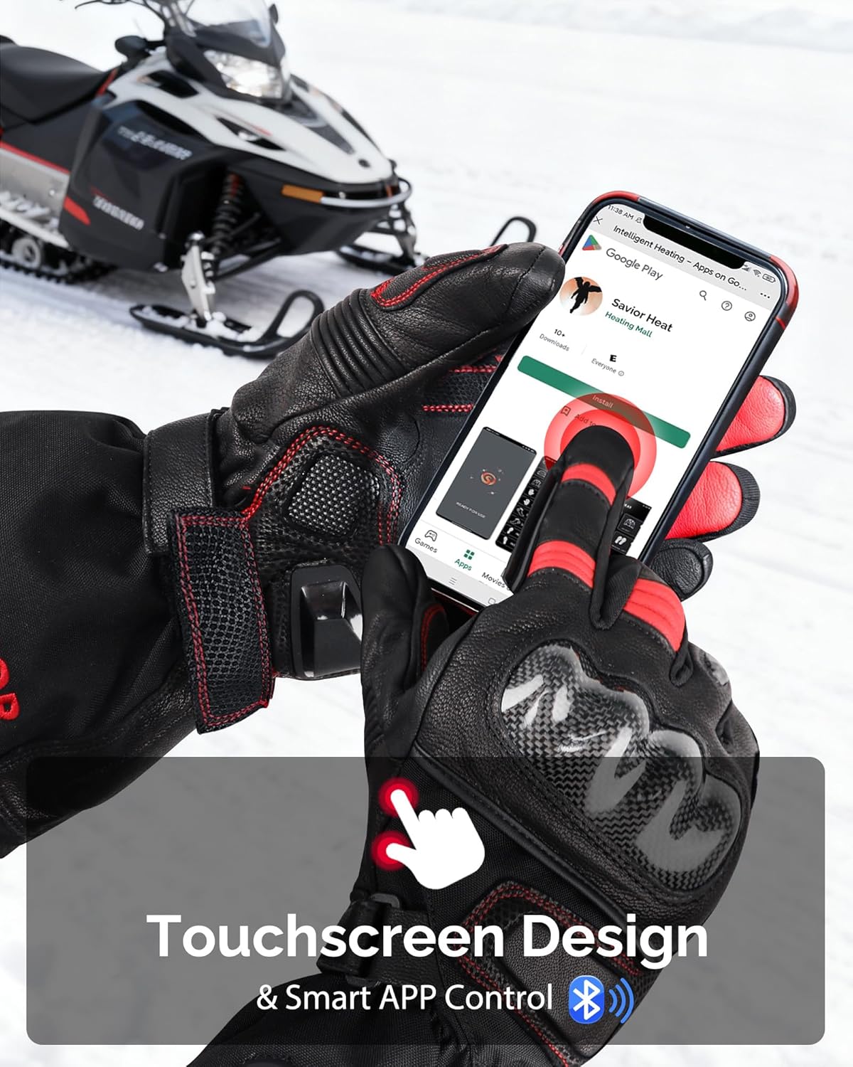 SAVIOR HEAT Heated Motorcycle Gloves for Men & Women, 7.4V 3000mAh Waterproof Heated Gloves with Rechargeable Battery Up to 10H for Winter Outdoor Riding, Cycling, Snowmobile - Image 4