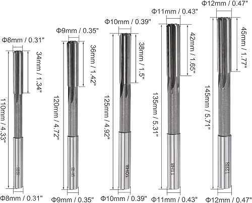 Miniatura 10 de uxcell Juego de escariador de chucking Máquina de torno Escariador Recto Flauta Fresa Fresa Acero de Alta Velocidad H7 Tolerancia (0.118 in, 0.157