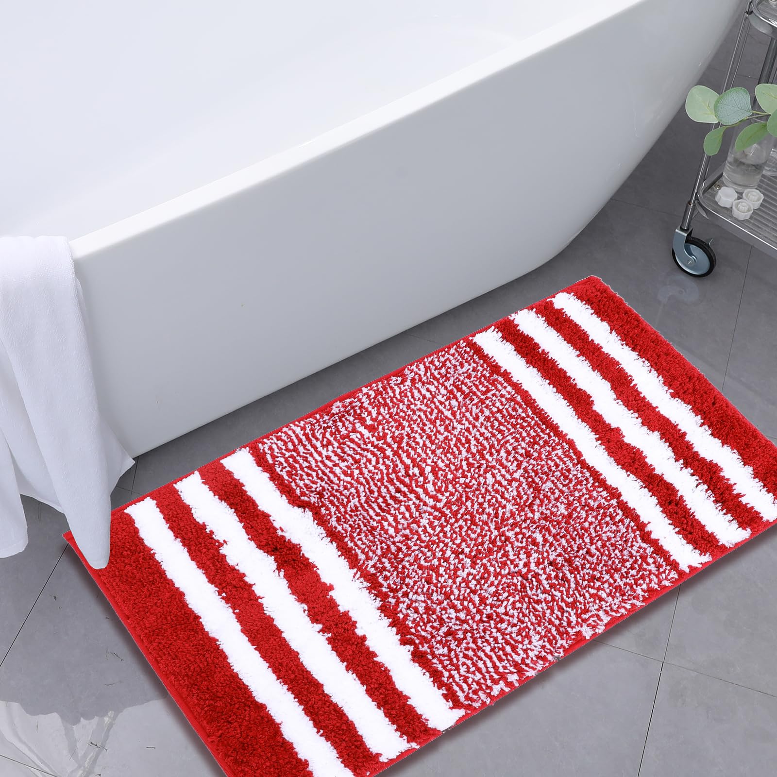 Bathroom Rug Mat Red Indoor Doormat Non Slip Floor Mat 20"x32" Low Profile Resist Dirt and Absorbent Washable Floor Mats Doormats for Entryway Kitchen Bathroom