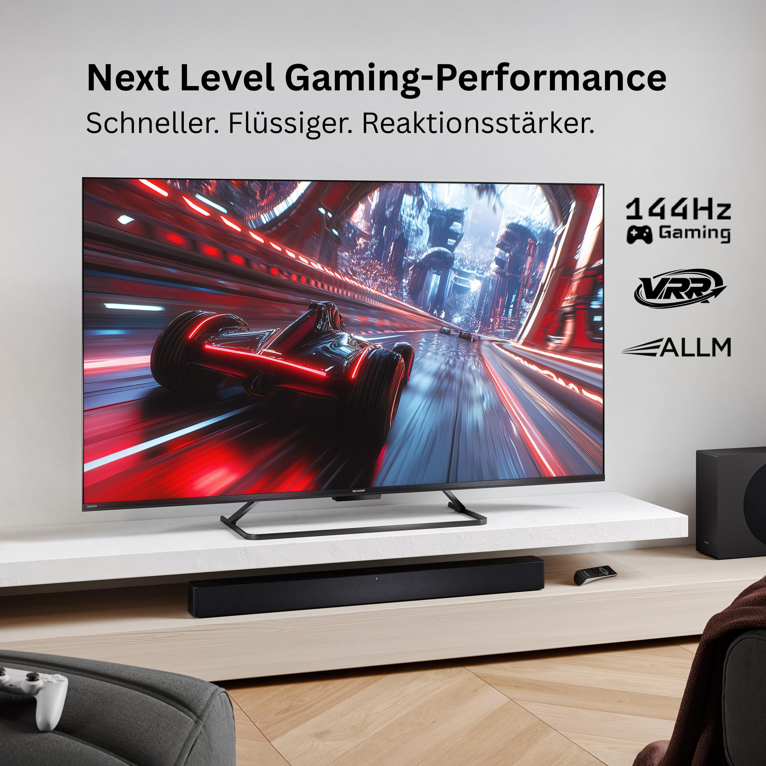 Sharp 43HR7765E Téléviseur QLED 43" Google TV – Smart TV 4K UHD avec HDR Dolby Vision IQ, 144 Hz VRR Gaming, Dolby Atmos, AQUOS Wireless Surround, Google Assistant et Triple Tuner (2026)