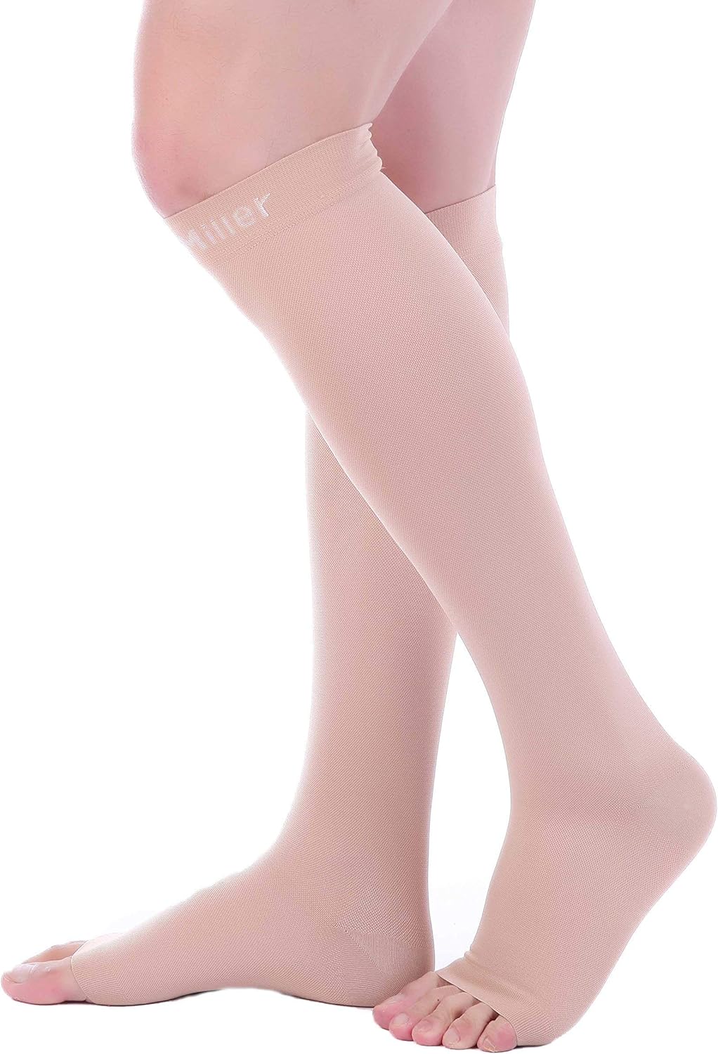 Doc Miller Open Toe Compression Socks, 20-30 mmHg, Toeless Compression Sleeves for Legs, Knee High Stockings for Shin Splints, Varicose Veins, Travel, Calf Support & Muscle Recovery, Men & Women, Pair - Image 8