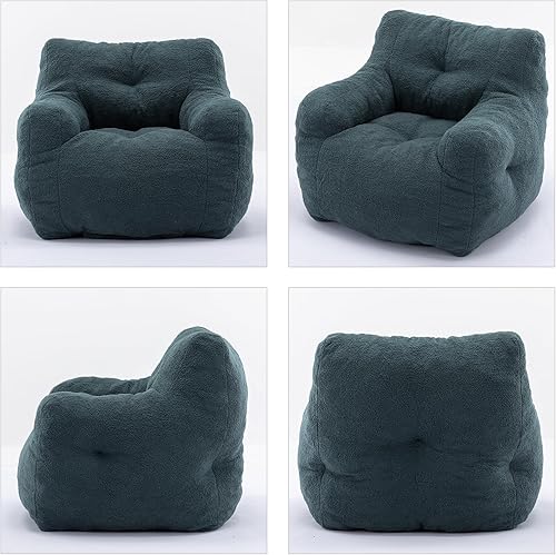 Miniatura 39 de Puf de tela de peluche ultra suave con relleno, sofá perezoso para adultos, niños, adolescentes, moderno y cómodo sofá de ocio para dormitorio, sala