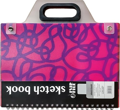 Flip File Smart File A4 Sketch Book with Handle, Pink/Purple