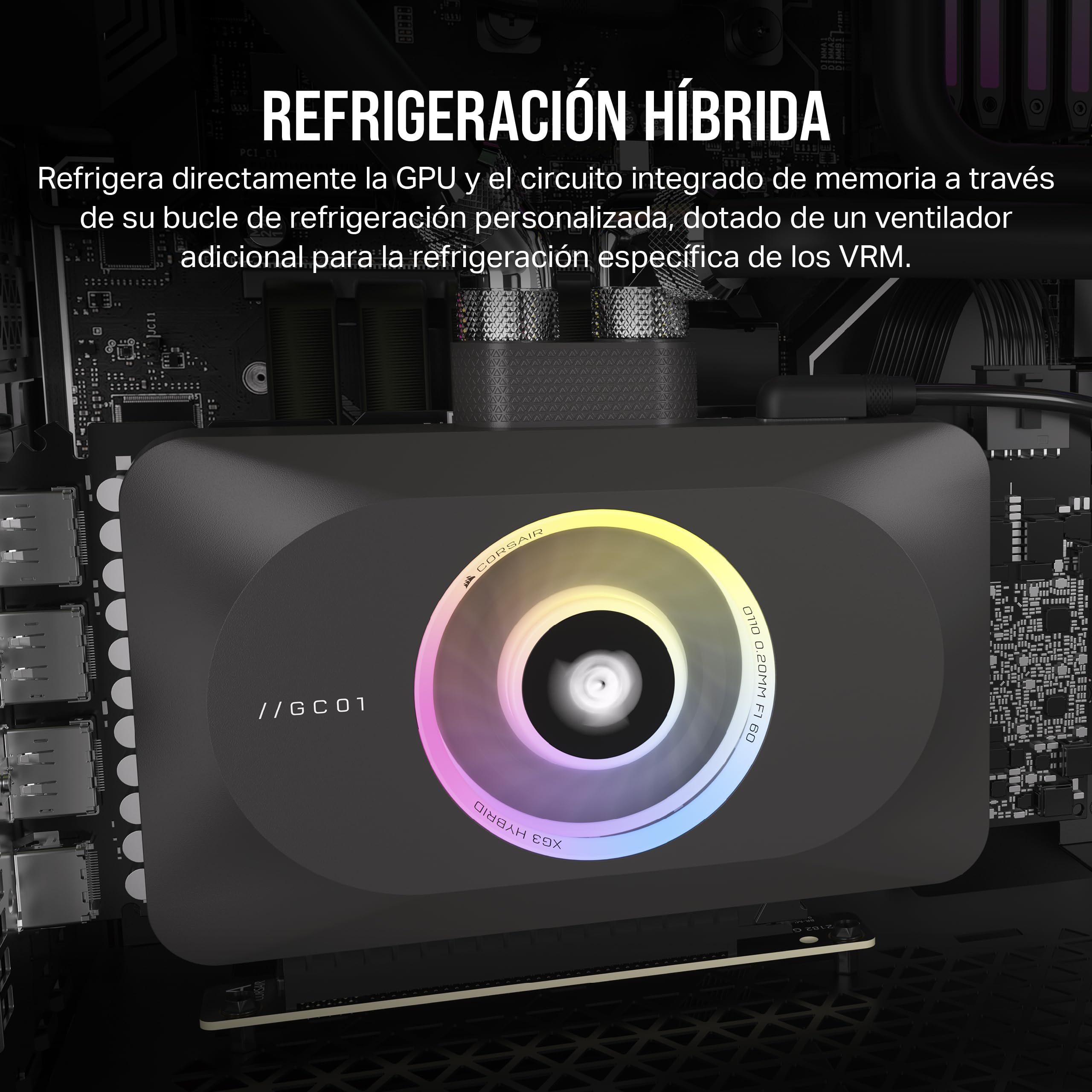 CORSAIR iCUE Link XG3 RGB Hybrid Bloque de Refrigeración Liquida para GPU - Refrigeración Personalizada Híbrida - Se Adapta a AMD RX 7900 XT(X) - Negro