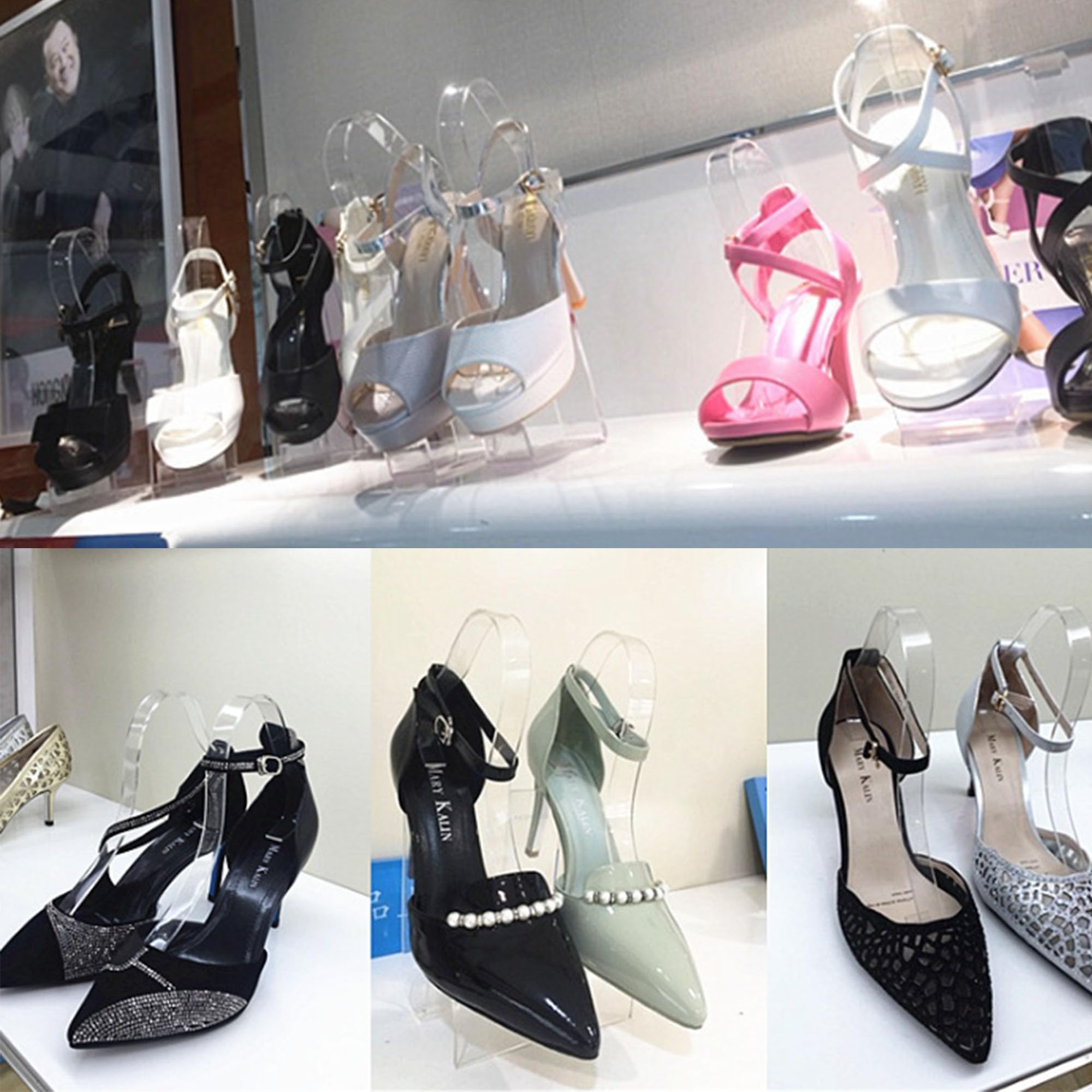 6 Pcs Espositore Sandalo Trasparente Supporto Scarpe Organico Acrilico Chiaro Sandali Stand Sandali Scarpe Presentazione Custodia Elastica Scarpe Supporti Scarpe