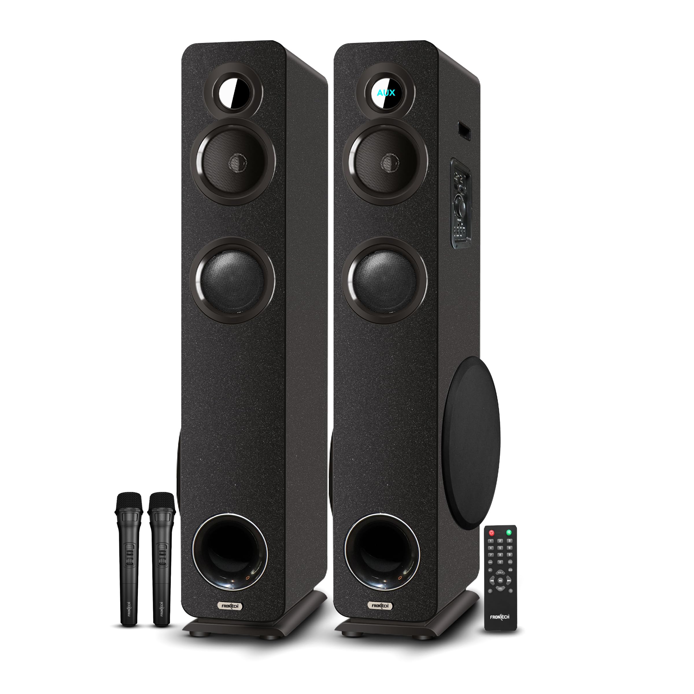 FRONTECH Twister 170W Tower Speaker System with Bluetooth 5.0, USB Playback, and FM Radio| Dual MIC| Remote Control |1 Year Warranty, (Black, SW-0126) (B0CG9PS32W) Amazon Price History, Amazon Price Tracker