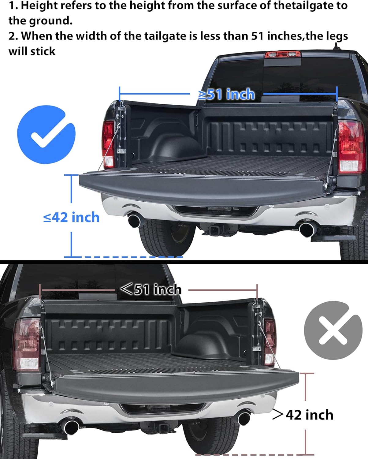 42" Universal Pickup Truck Tailgate Ladder with Handrail, Foldable Heavy Durty Metal Wide Pedals Tailgate Ladder Step Pickup Truck Accessories, Capacity 600 lbs, for F150/Ram 1500...