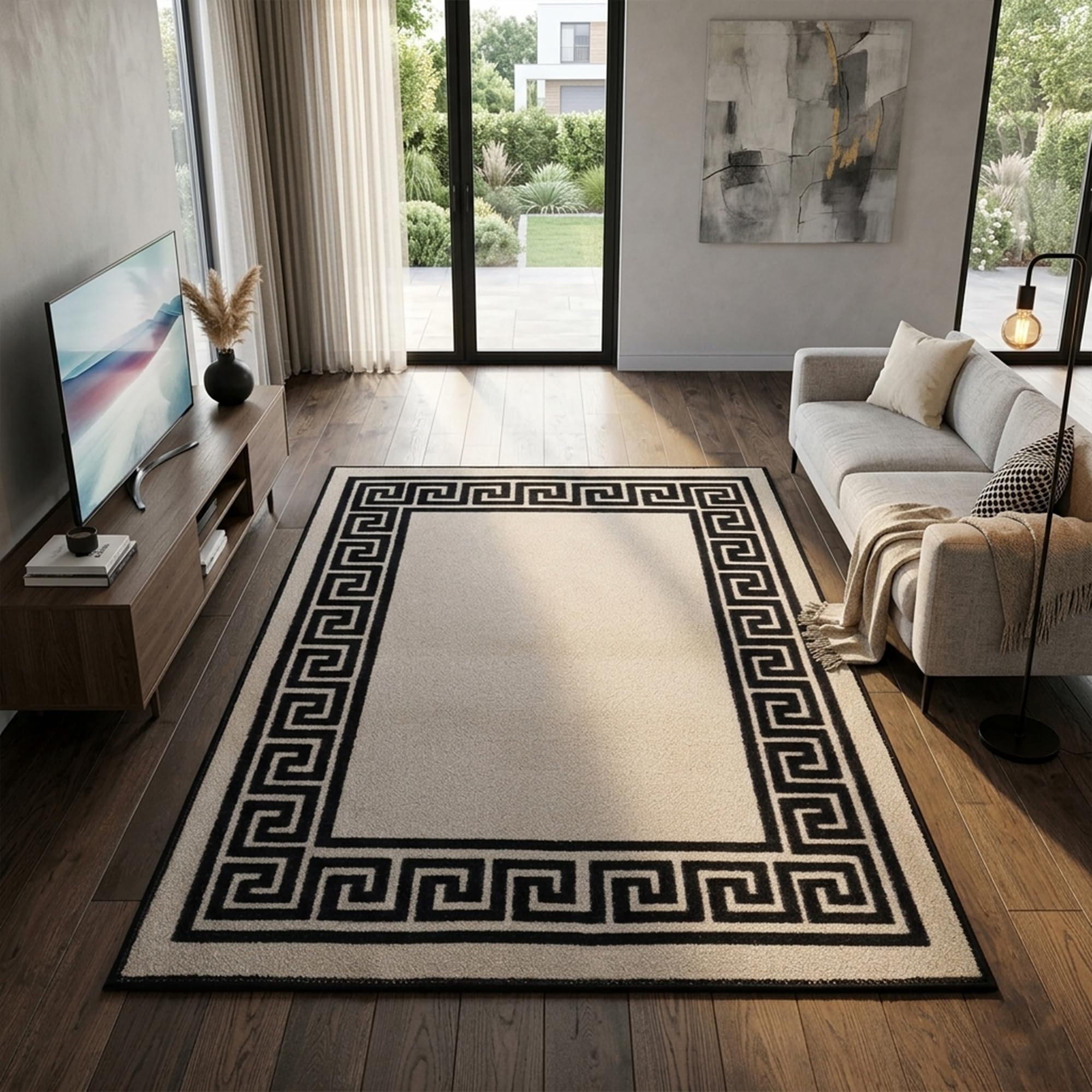 Rugs Haven - Elysia Large Area Rug Carpet Washable Non-Slip Soft Modern Indoor Floor Rug for Living Room, Bedroom, Hallway, Lounge (Black& Beige, 120x170cm) โ image 1