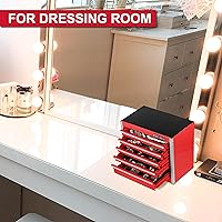 Vista 7 de P.I.T. Mini Caja de Herramientas Roja, Caja de Herramientas de Acero Portátil de 5 Cajones Micro Roll Cab con Forro, Pequeña Caja de Herramientas