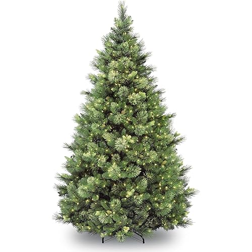 National Tree Company 6.5 ft Pre-Lit Carolina Pine Artificial Christmas Tree, 650 Clear Lights, 911 Tips, Includes Stand, Green