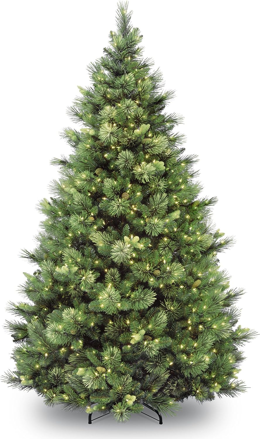 6.5 ft Pre-Lit Carolina Pine Artificial Christmas Tree, 650 Clear Lights, 911 Tips, Includes Stand, Green