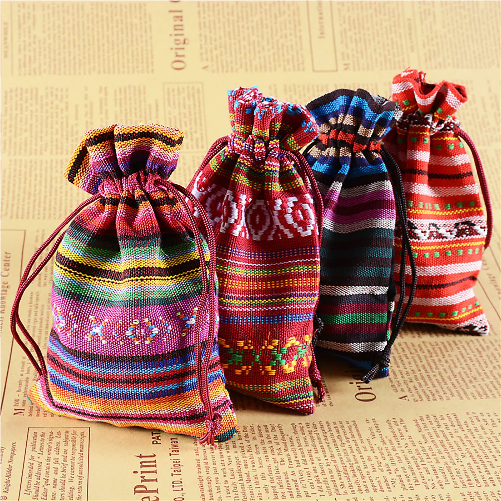 30 Pack Mexican Fiesta Mini Drawstring Gift Bag Egyptian Style Jewelry Coin Pouches Cotton Linen Muslin Burlap Bags for Candy Mexican Themed Fiesta Loteria Party Decorations