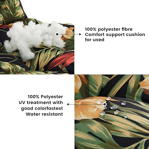 Miniatura 3 de ARTPLAN Adirondack - Cojín para silla de exteriores, cojín de mimbre grueso con respaldo alto y lazos para muebles de patio, 44 x 21 x 4 pulgadas, 1