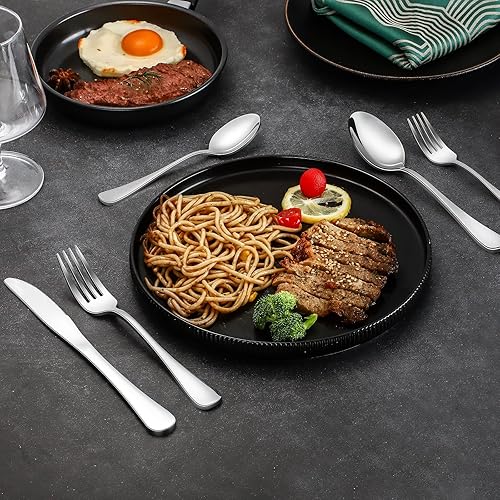 Miniatura 6 de Juego de cubiertos de acero inoxidable de 40 piezas, para 8 personas, incluye cuchara, tenedor y cuchillo, pulido con espejo, apto para lavavajillas