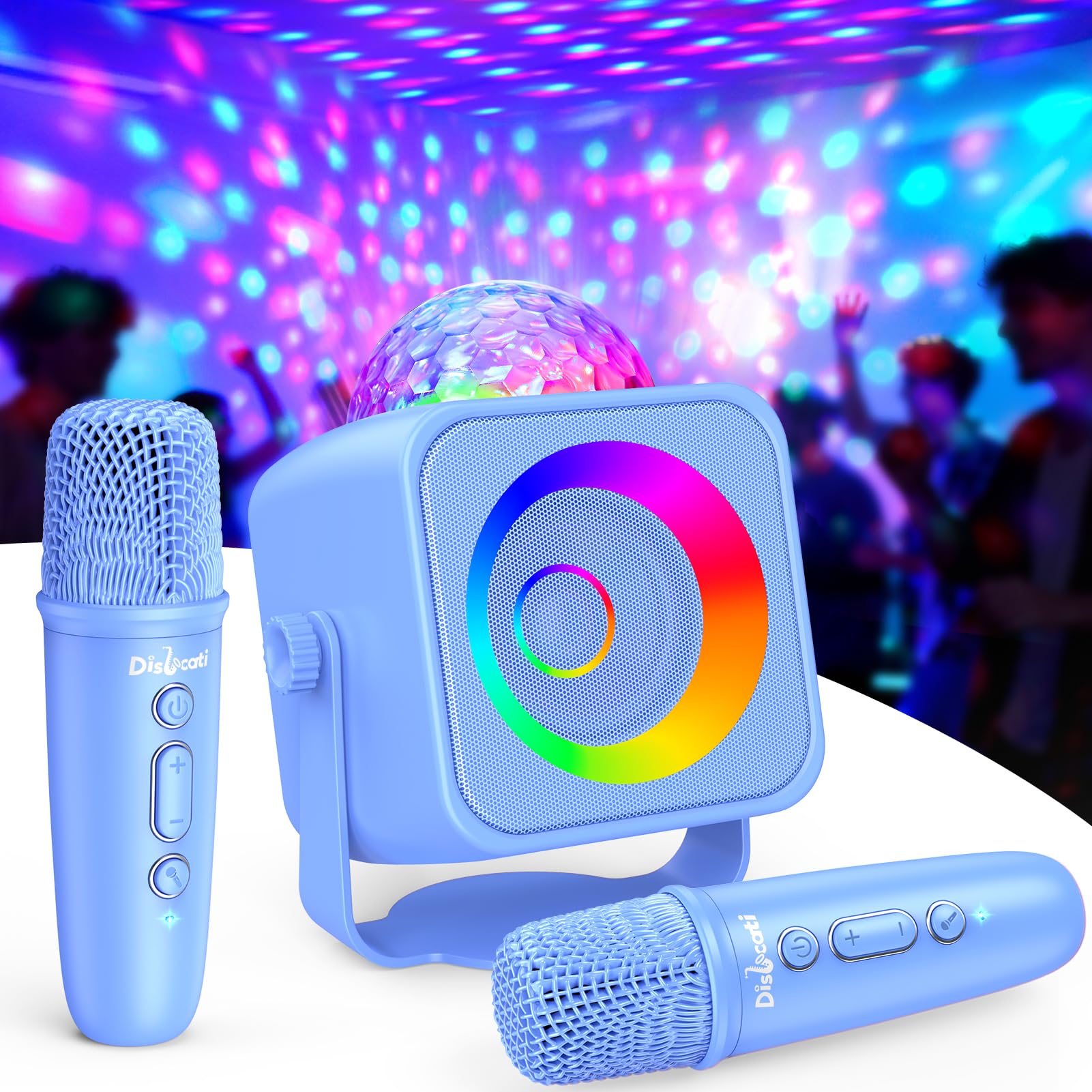 Dislocati Regalo Bambino 3-15 Anni Maschio, Disco Karaoke per Bambini con 2 Microfono Wireless Bambino e Adulti Giochi Bambini 3-15 Anni Ideale per Feste Karaoke in Famiglia