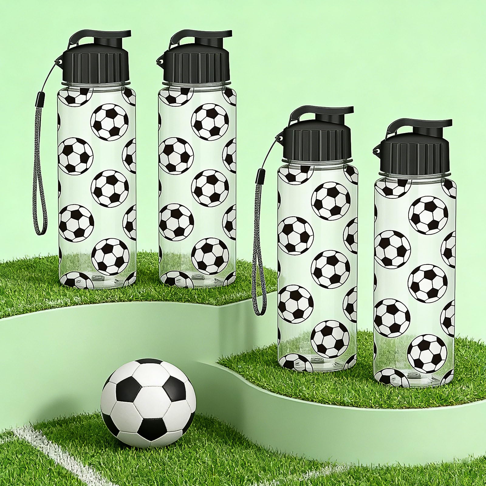 MSYU 16 bottiglie d'acqua da 500 ml, per sport da calcio, con tappo a ribalta, riutilizzabili, in plastica, accessori per regali di squadra, accessori per feste sportive