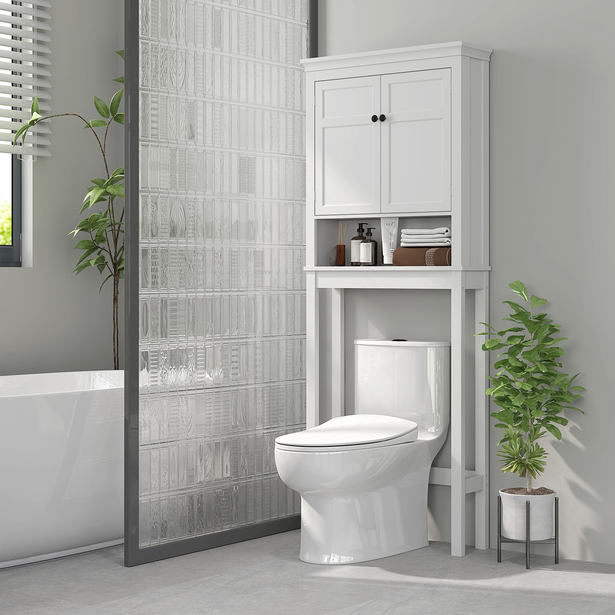 HOMCOM Unità sopra WC 3 ripiani armadio lavatrice autoportante
