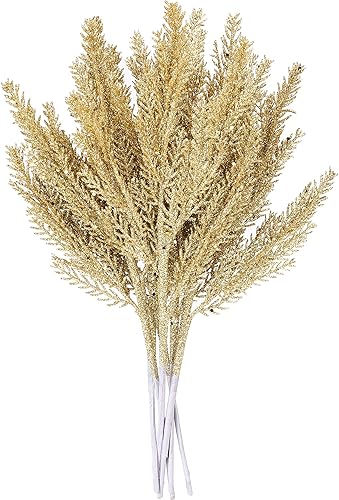 Sea Team Paquete de 6 ramitas de pino artificiales con purpurina, adornos de tallo de abeto, palos decorativos, púas, ramas para árbol de Navidad, Sea Team Paquete de 6 ramitas de pino artificiales con purpurina, adornos de tallo de abeto, palos decorativos, púas, ramas para árbol de Navidad,