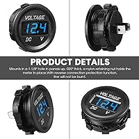 Vista 3 de Frienda Medidor de voltaje de automóvil de 12 V CC, pantalla LED, voltímetro digital de panel redondo, voltímetro compatible con vehículos