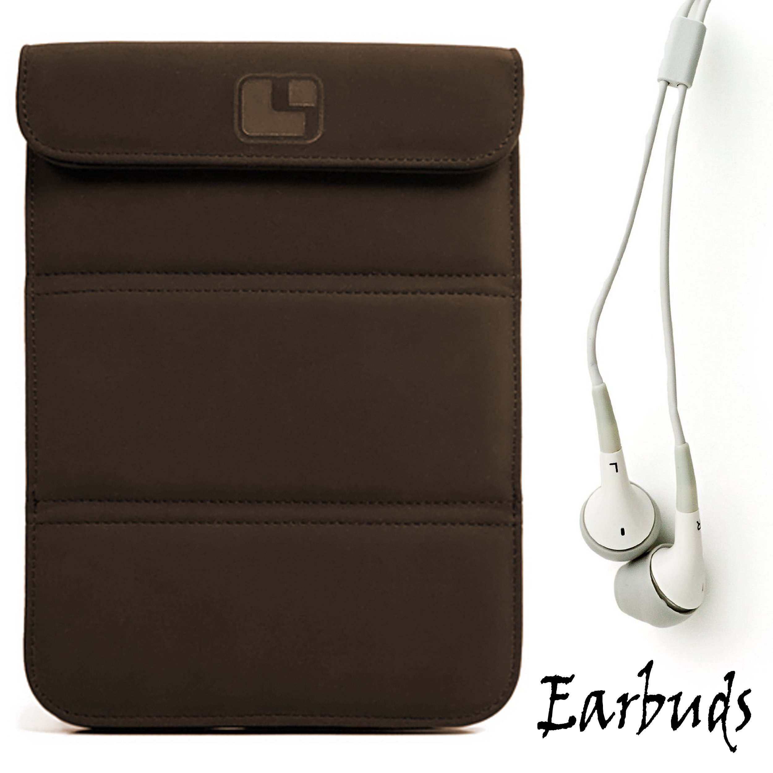 Smart Glove Brown Premium Durable Leather Cover Sleeve Carrying Case can Easily be Converted to a Stand for Kindle Touch 6 inch Display Plus Earbuds