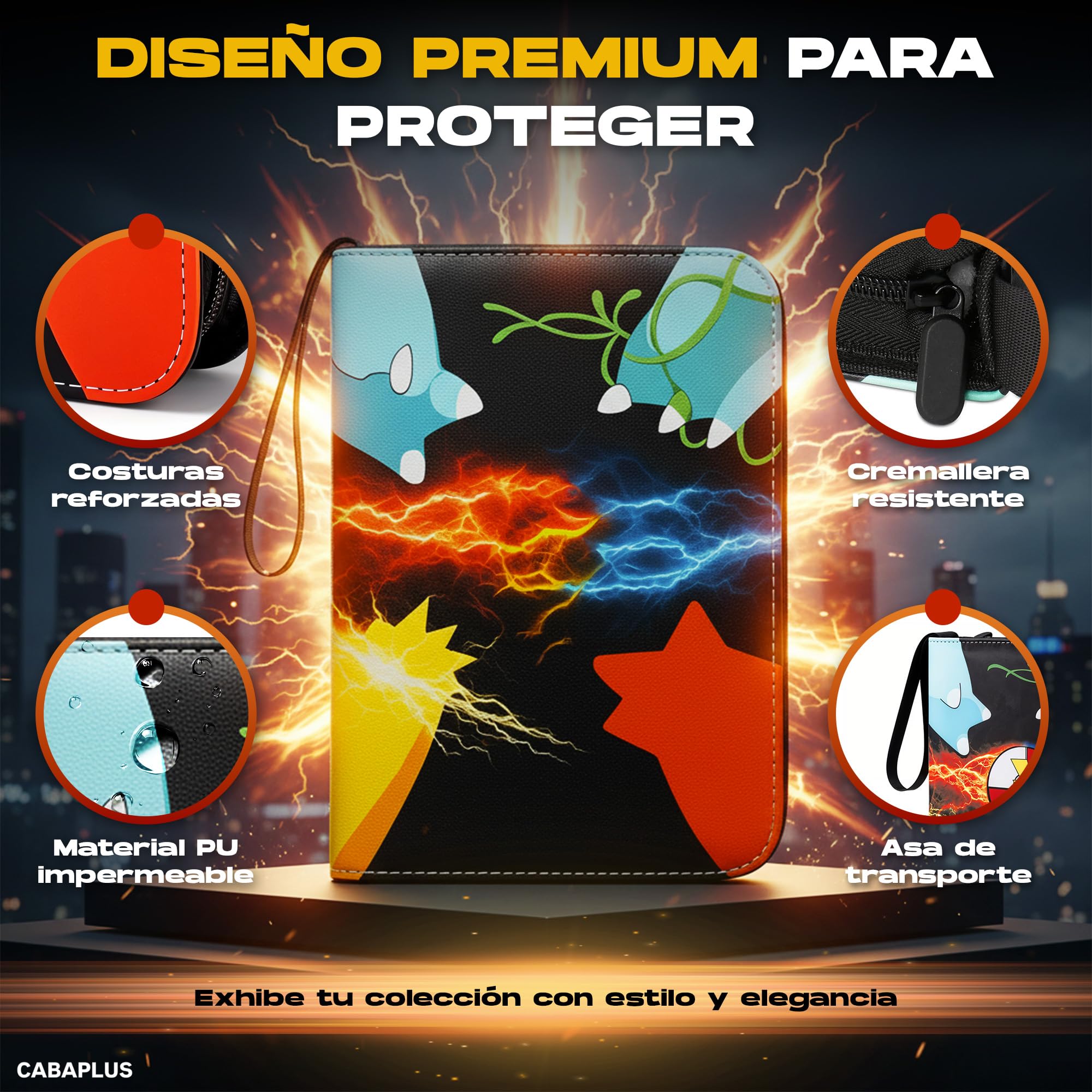 CABAPLUS® Álbum de Cartas Coleccionables PREMIUM 1080 Cartas | Binder Profesional con 60 Páginas y Fundas Integradas | Album para Cartas TCG | Card Binder de Alta Capacidad - 2